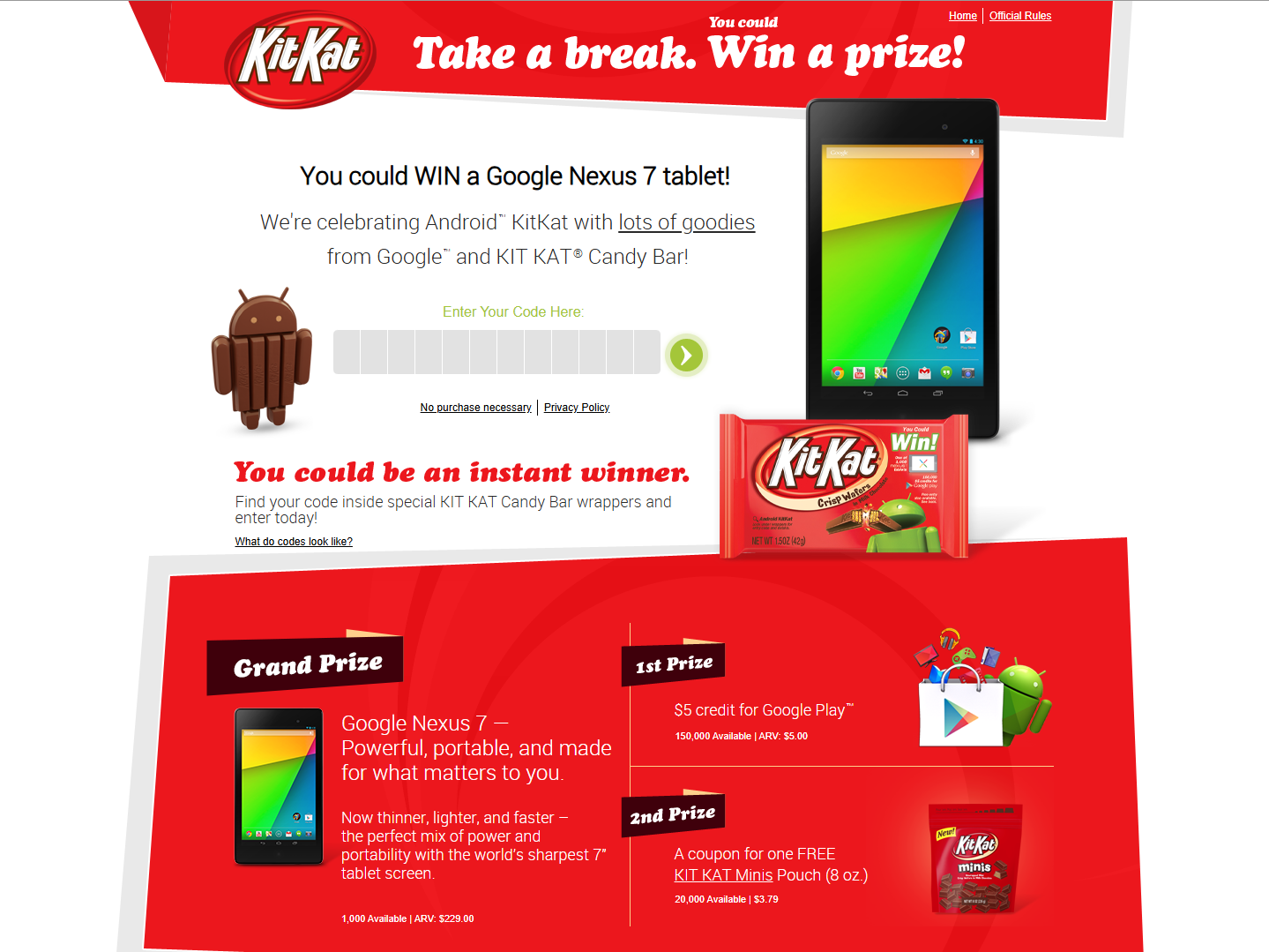 KitKat giveaway website screenshot