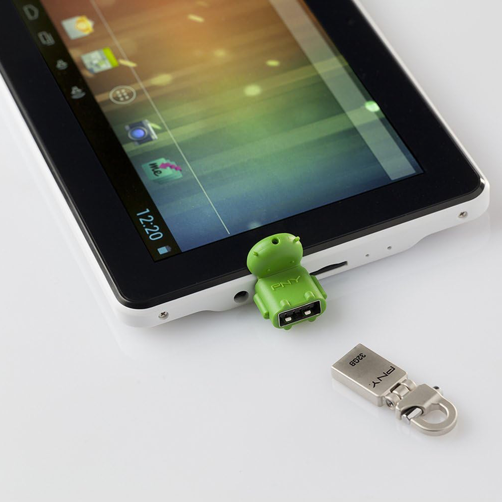 Adapter inserted into an Android tablet