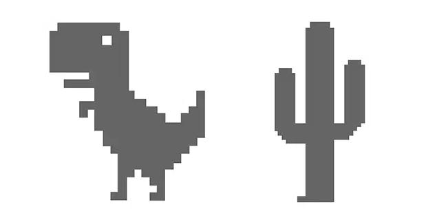 Retro-styled dinosaur and cactus